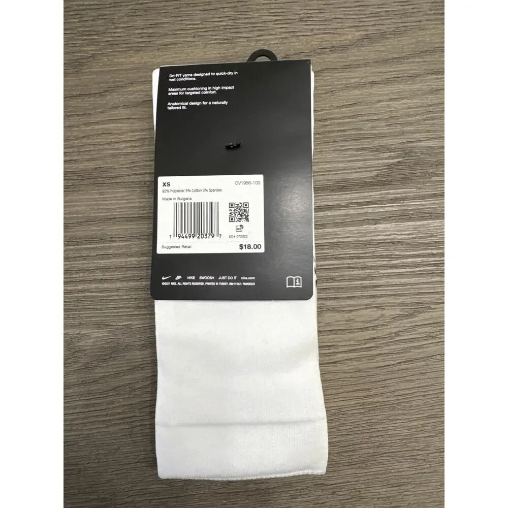 Nike MatchFit Knee-High Soccer Socks, XS, White